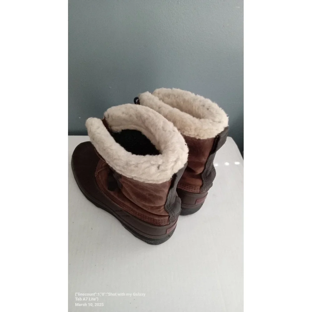 Sorel Bighorn Mens Brown‎ Leather Faux Shearling Lined Winter Snow Duck Boots
